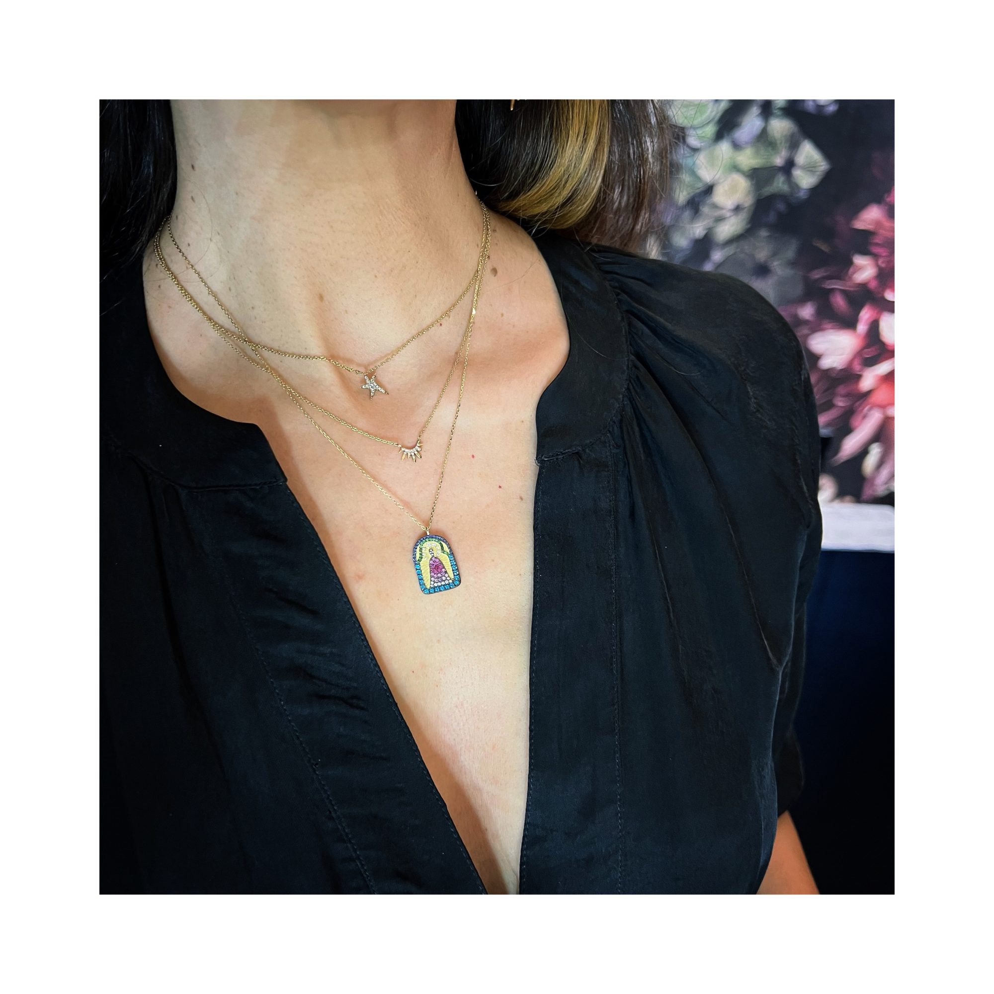 Collier Scapulaire saphirs or jaune-2