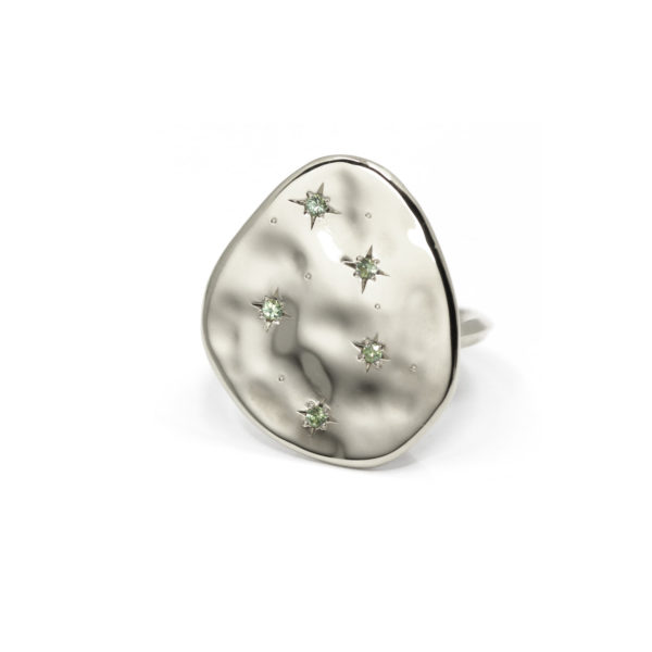 Bague Pluie d'Etoile argent et saphirs verts