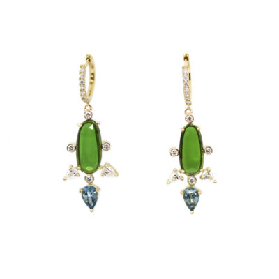 Boucles d'oreilles tourmalines chrome et diamants