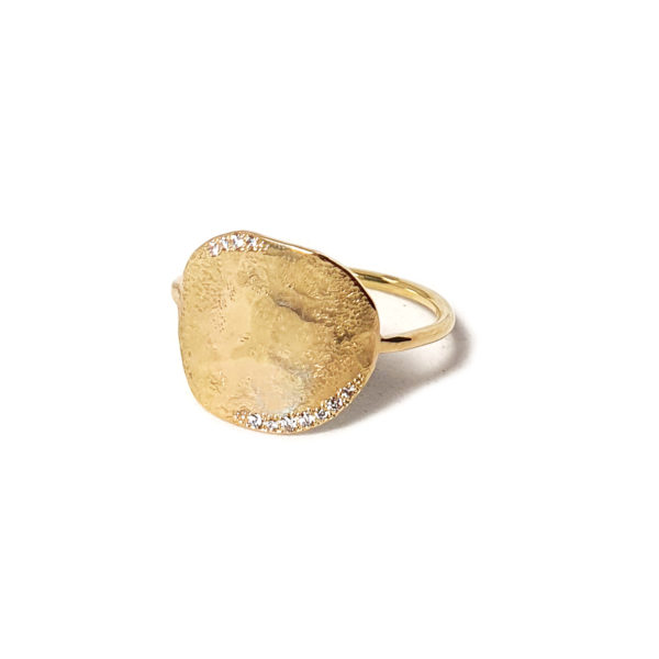 Bague Galet en or 18cts et diamants