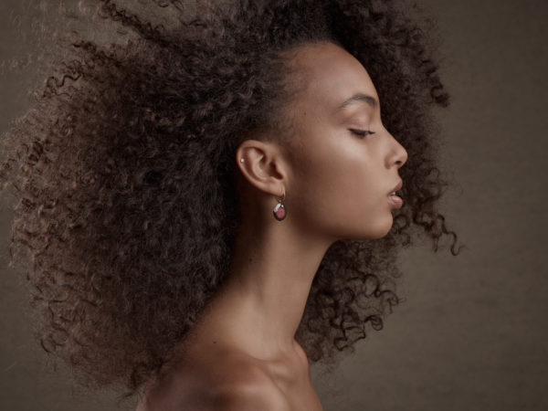 Mono boucle d'oreille tourmaline melon d'eau or