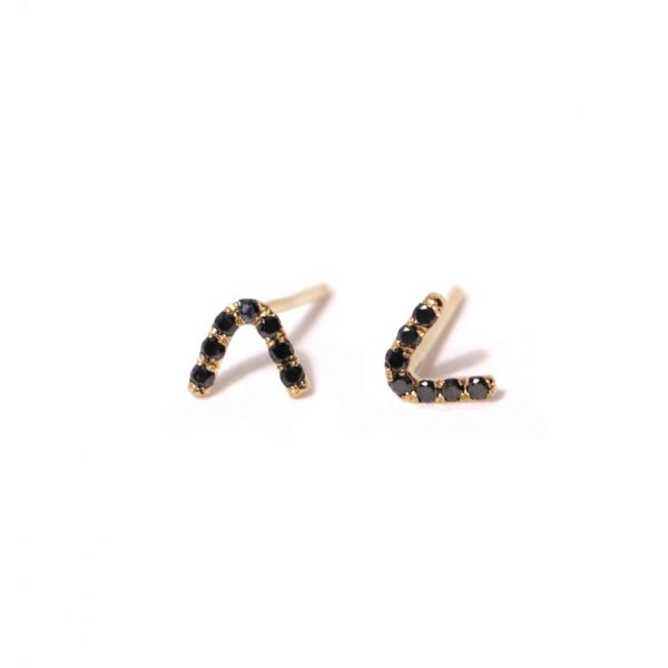 Boucles d’oreilles V en or et diamants noirs