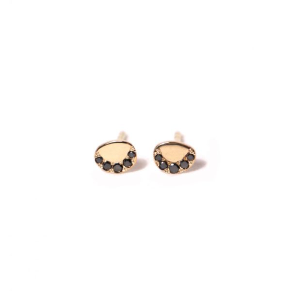Boucles d'oreilles Galets en or et diamants noirs