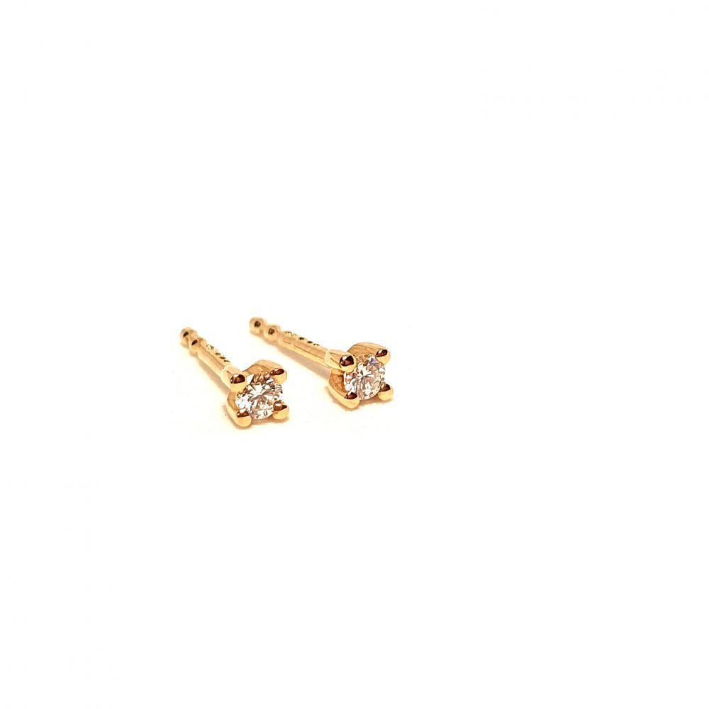 Clous d'oreilles or jaune et diamant