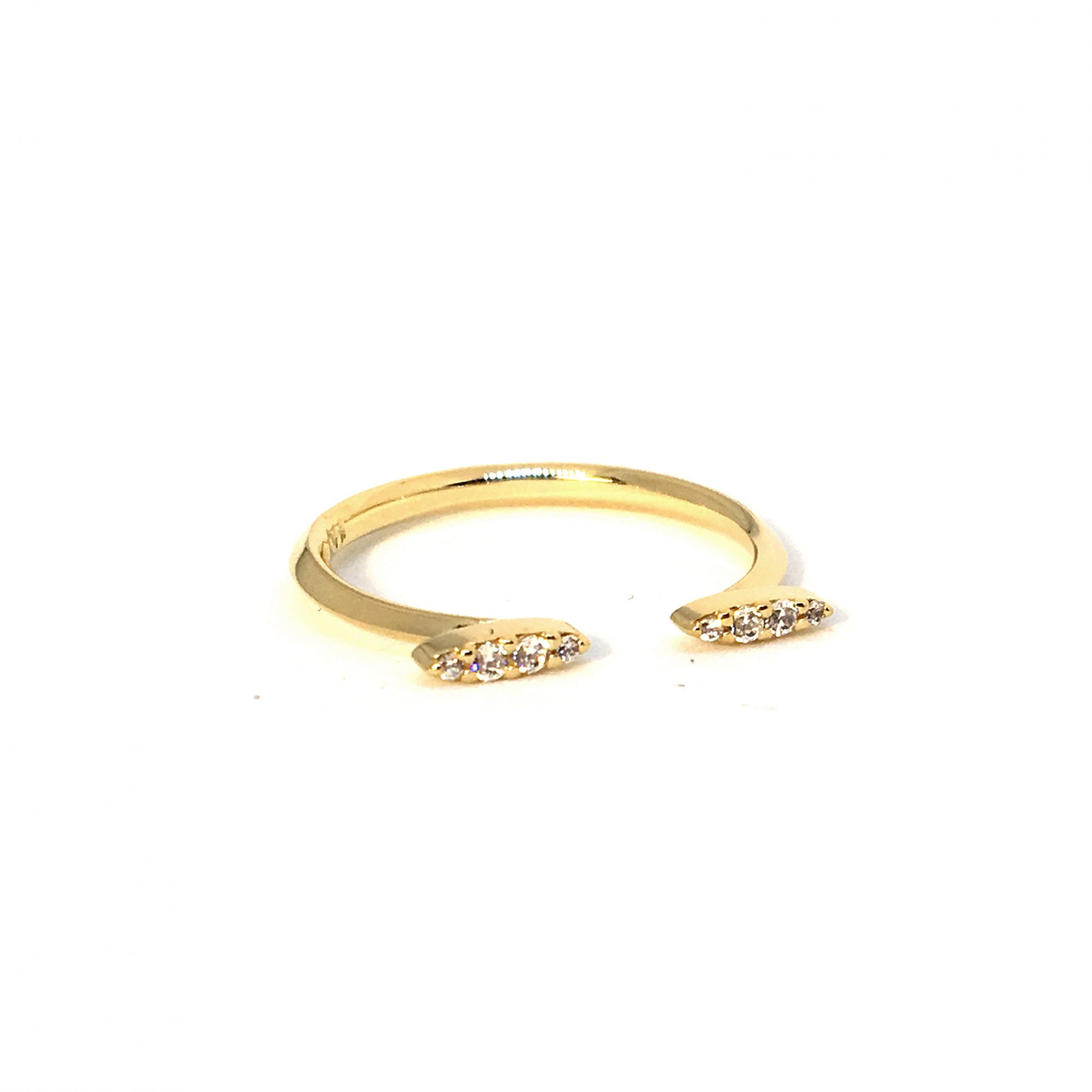 Bague double Urban Tribe en argent plaqué or et zircons