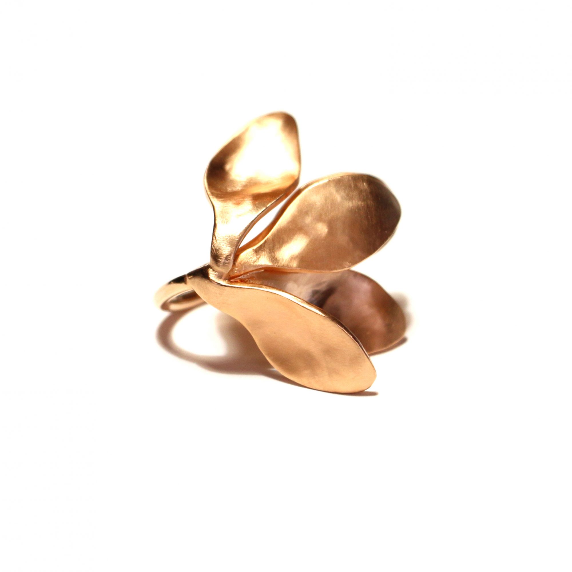 Bague Magnolia en argent plaqué or rose glacé