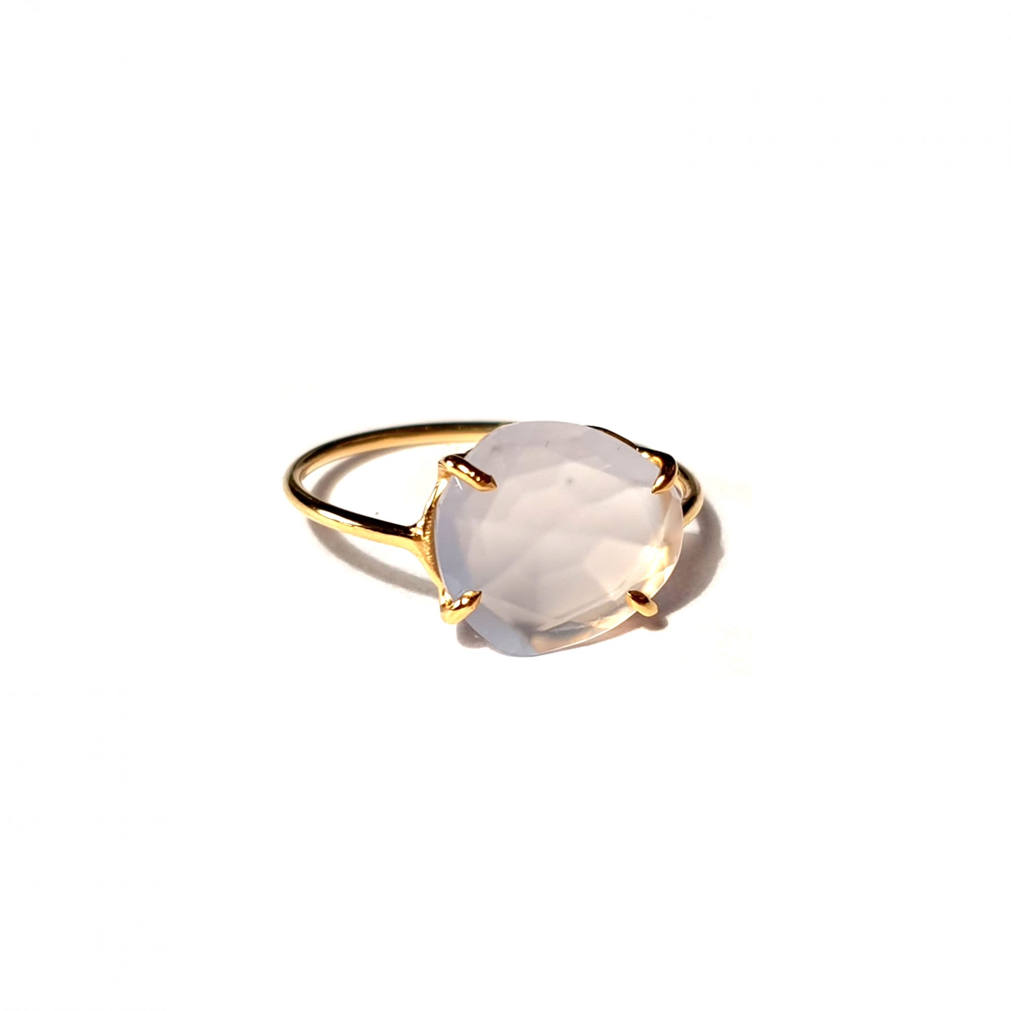 Bague argent plaqué et calcédoine lavande