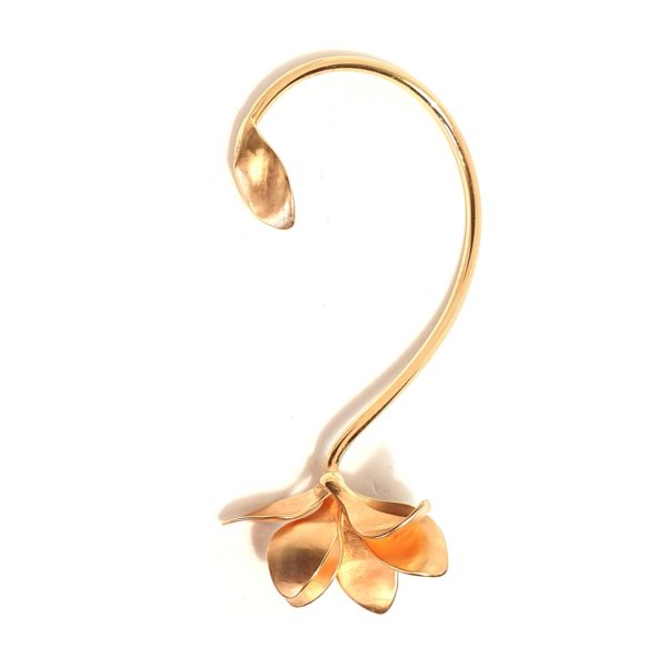Mono boucle d'oreille tour d'oreille Fleur du Paradis argent plaqué or rose