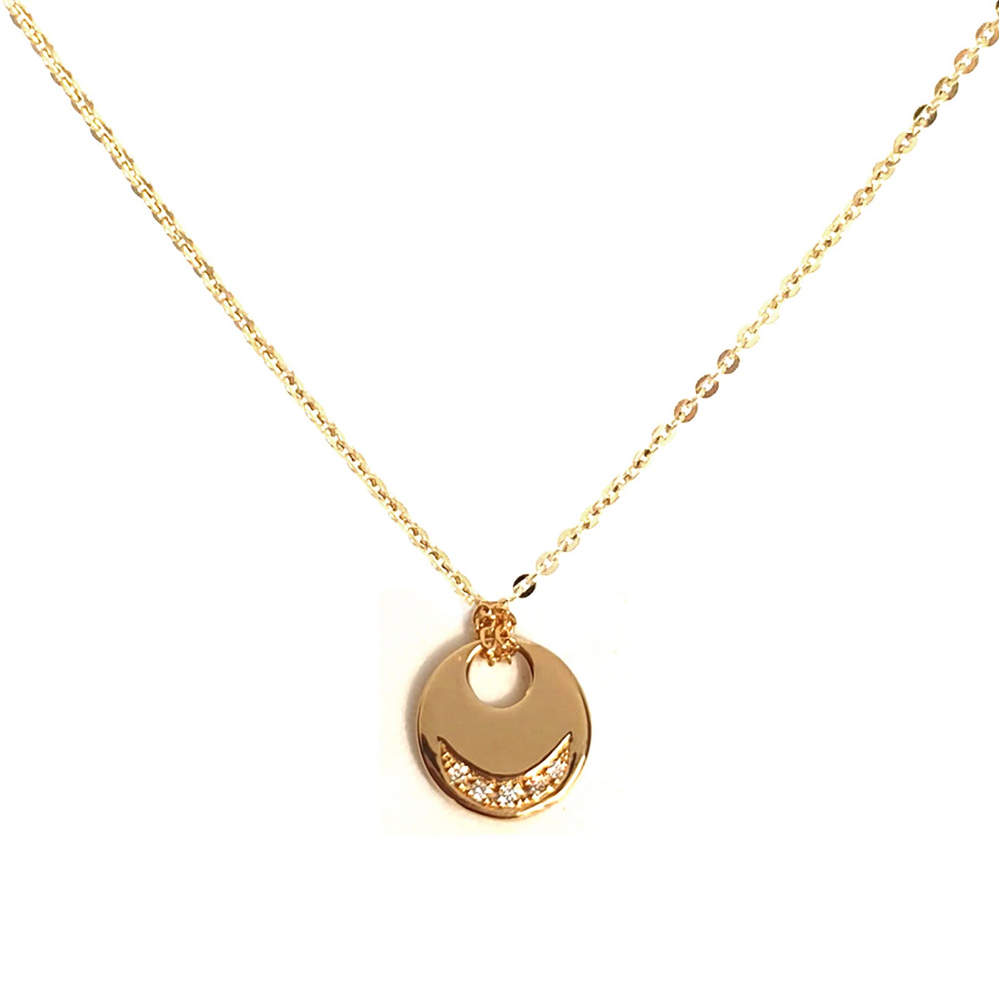 Collier Eclipse en argent plaqué or et saphirs gris verts