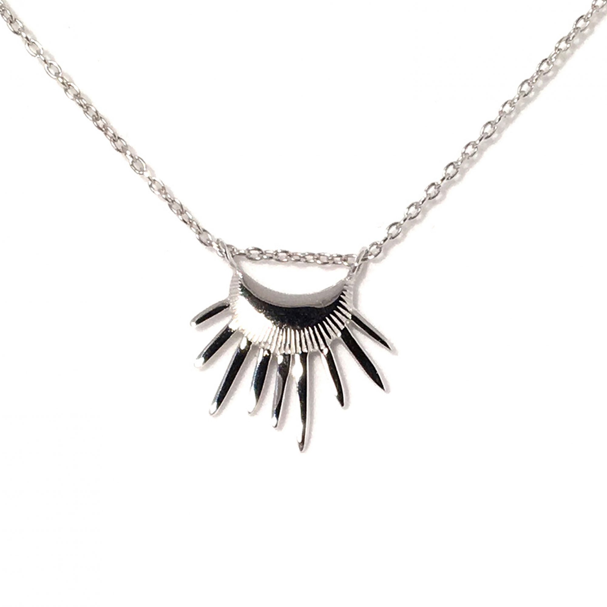 Collier Lune Soleil argent massif gravé