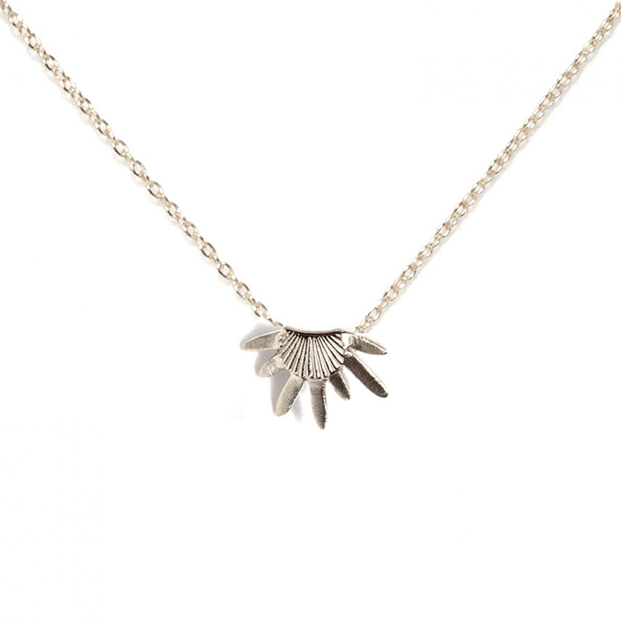 Collier mini Soleil argent massif gravé
