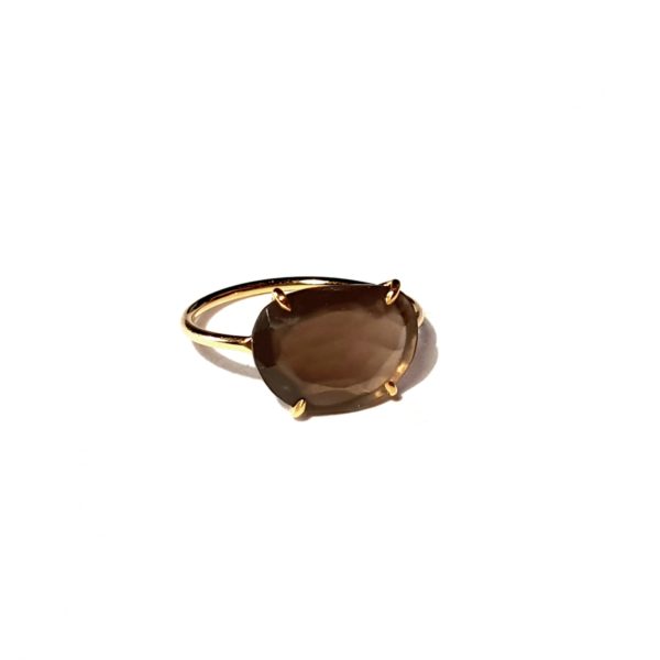 Bague argent plaqué et pierre de lune grise