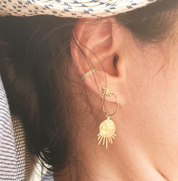 boucles d'oreilles petits soleil argent plaqué or