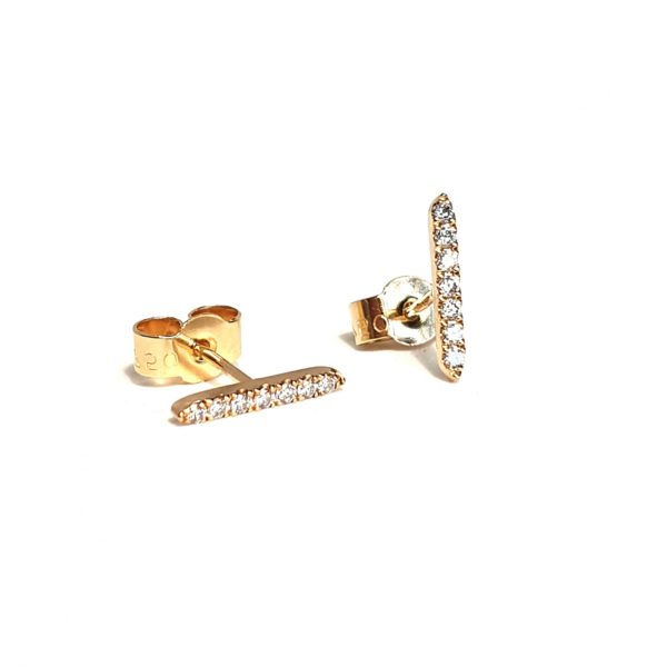 Boucles d’oreilles Barre or et diamants blancs