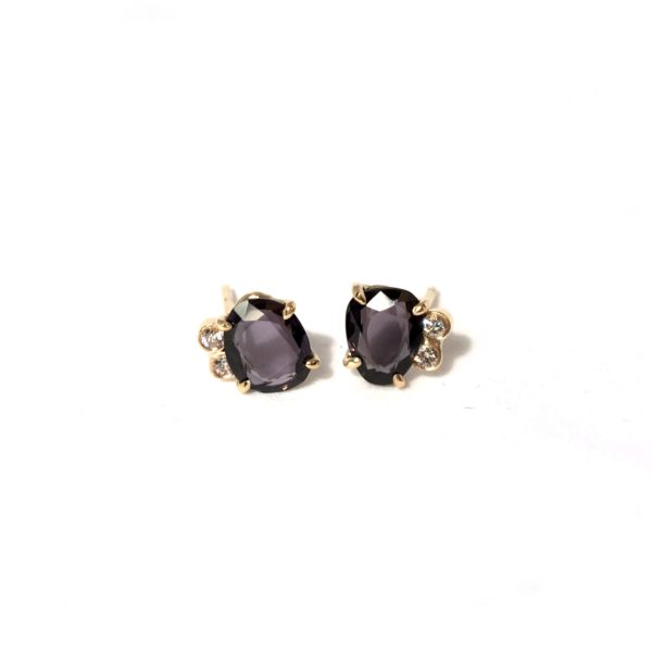 Boucles d'oreilles Mystère, spinelles et diamants