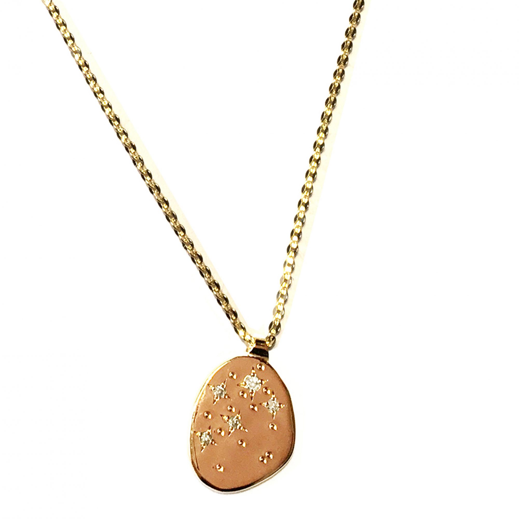 Collier en argent plaqué or et saphirs verts pâles Pluie d'Etoiles