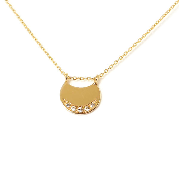 Collier Eclipse en argent plaqué or et saphirs gris verts