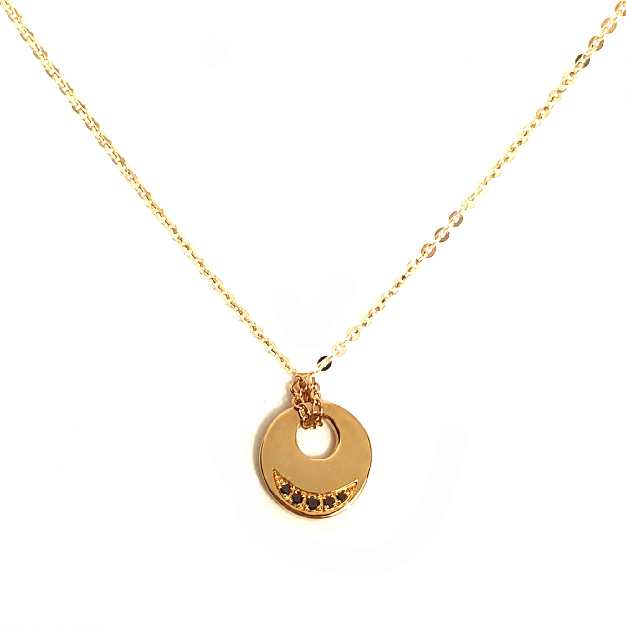 Collier Eclipse en argent plaqué or et diamants noirs