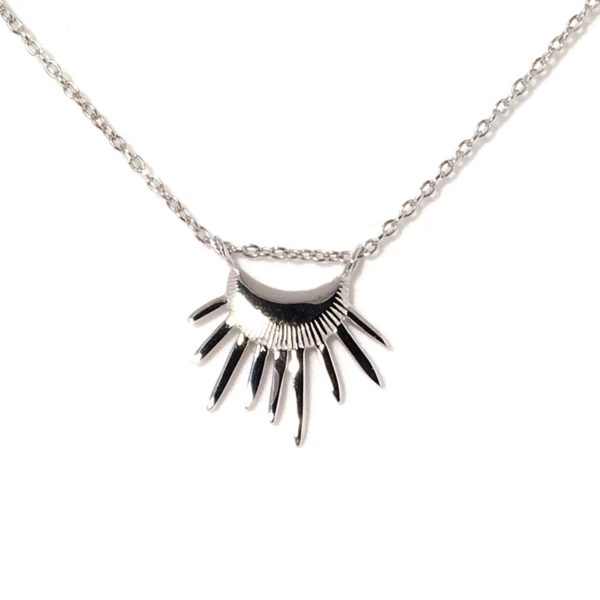 Collier Lune Soleil argent massif gravé