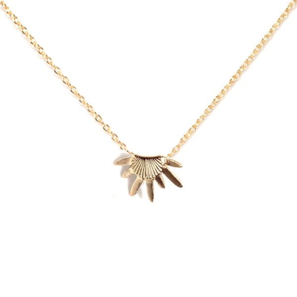 Collier mini Soleil argent plaqué or gravé