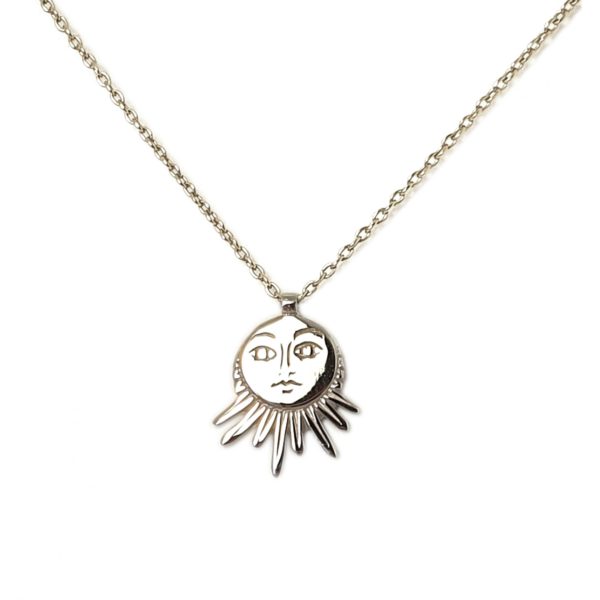 Collier Petit Soleil argent massif gravé