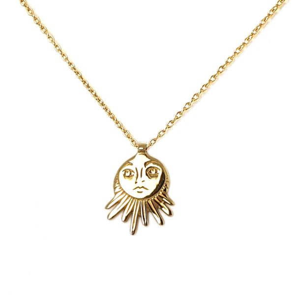 Collier Petit Soleil argent plaqué or gravé