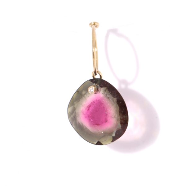 Mono créole Aube, Tourmaline melon d'eau et diamant