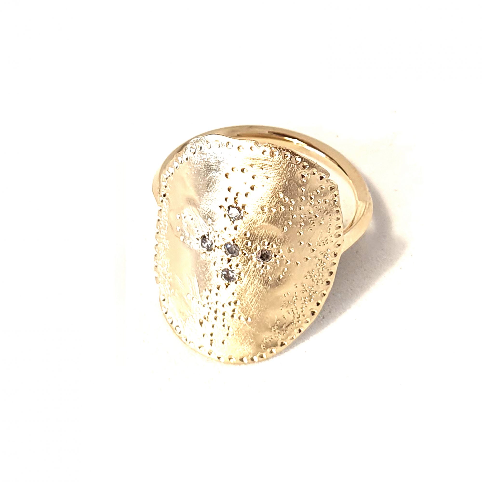 Bague Mystique argent plaqué et diamants gris - grand modèle