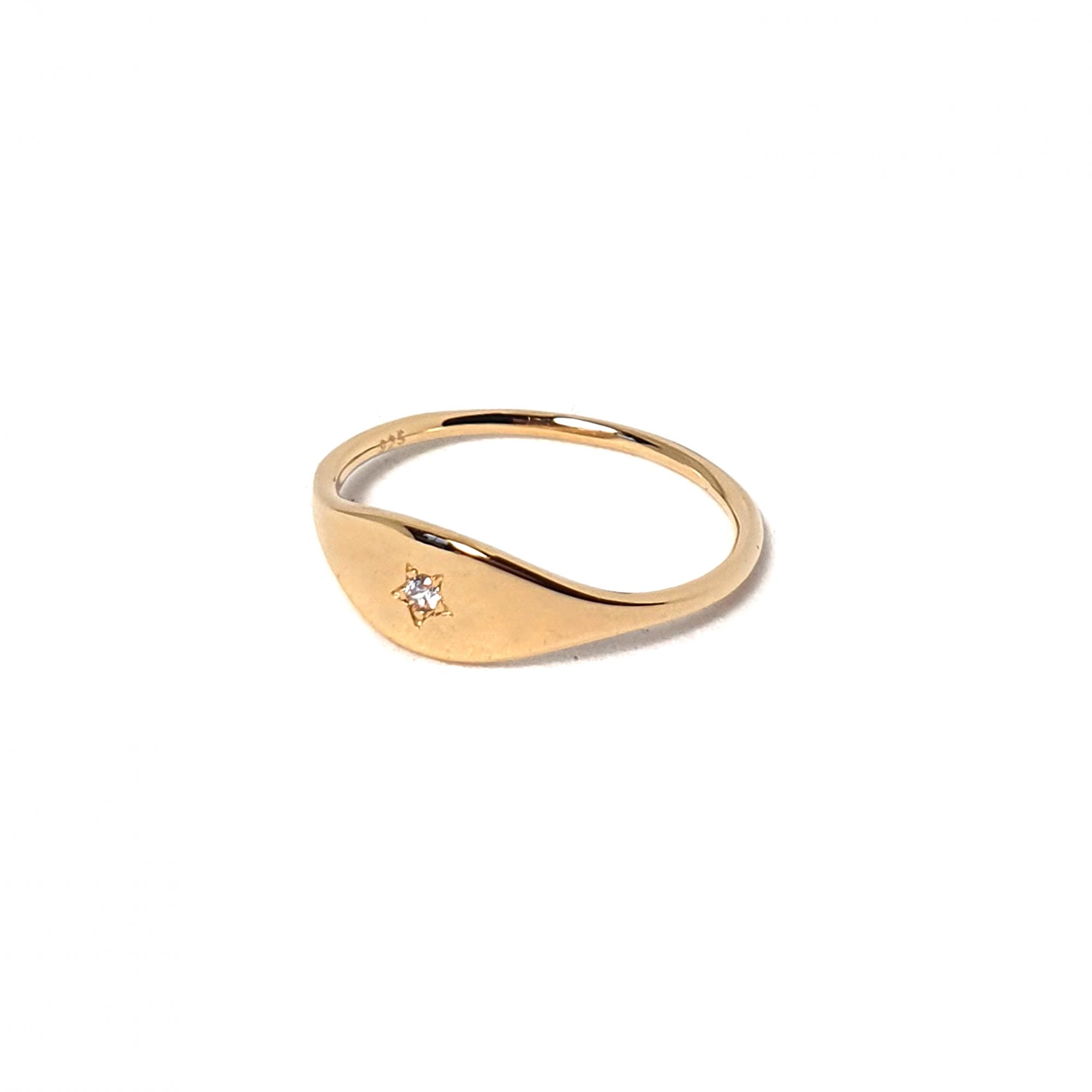 Bague étoile argent plaqué or et zircon