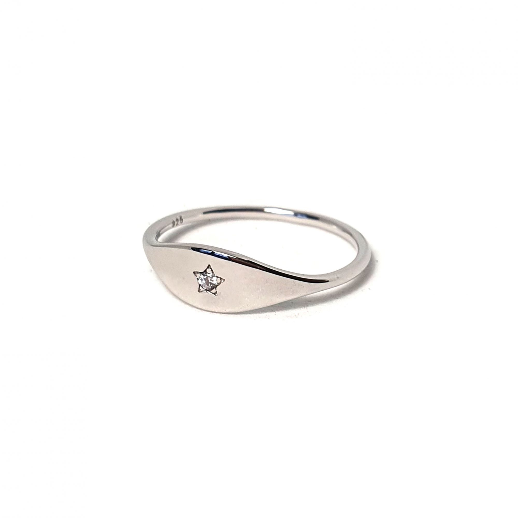 Bague étoile argent et zircon