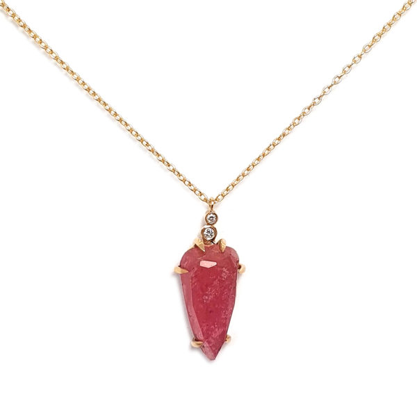 Collier Aurore, tourmaline rose et diamants