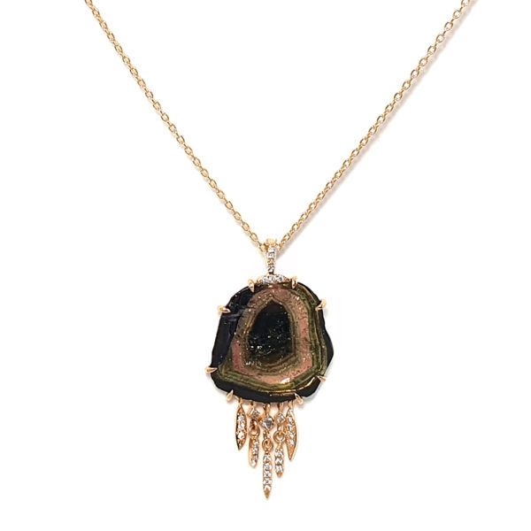 Collier Songe, tourmaline pailletée et diamants