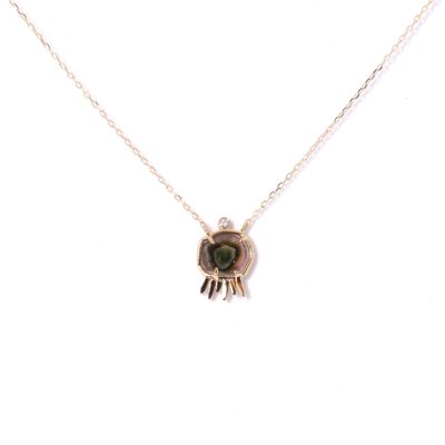 collier tourmaline pailletée or diamant