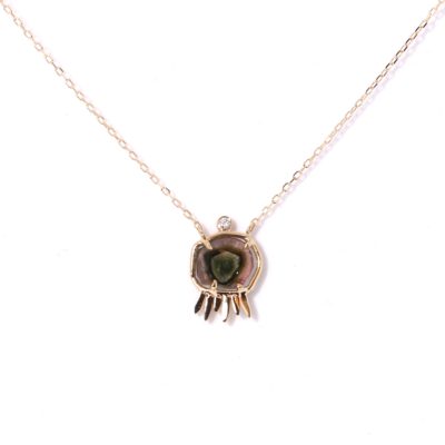 collier tourmaline pailletée or diamant