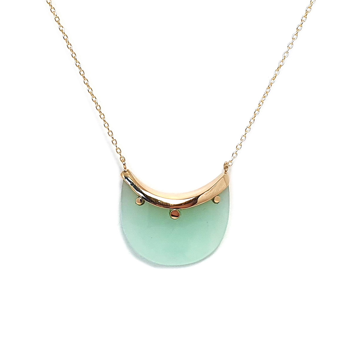 Collier Ciel étoilé calcédoine eau et or 18cts