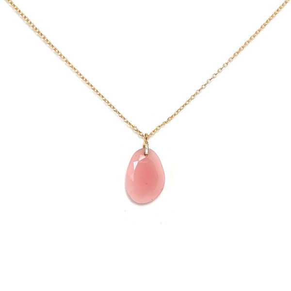 Collier quartz goyave et diamants