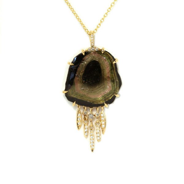 Collier Songe, tourmaline pailletée et diamants