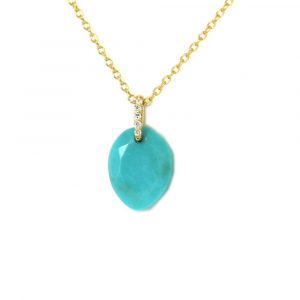 Pendentif or turquoise et diamants