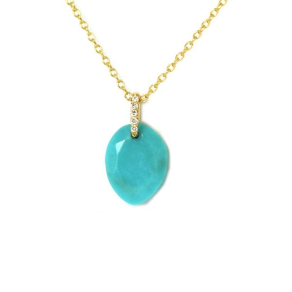 Pendentif or turquoise et diamants