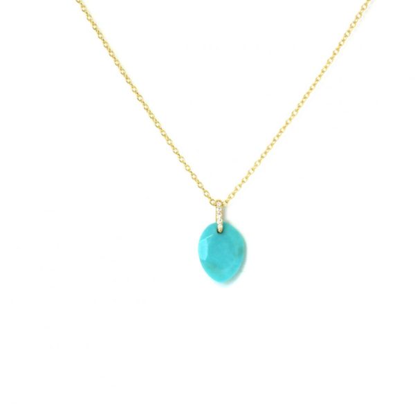 Collier or, turquoise et diamants