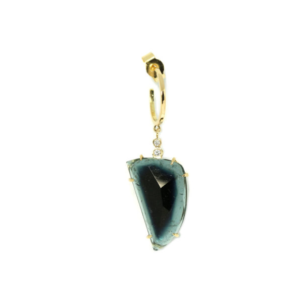Mono boucle Nuit, or 18cts, tourmaline et diamants