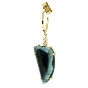 Mono boucle Nuit, or 18cts, tourmaline et diamants