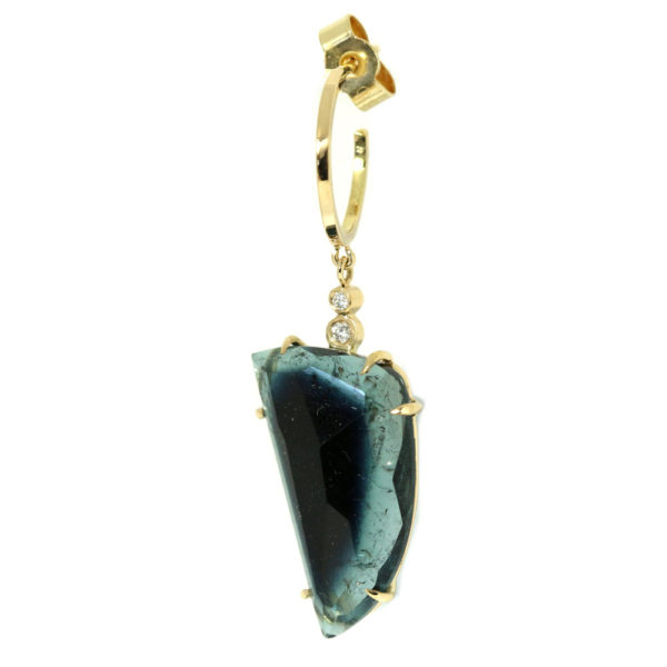Mono boucle Nuit, or 18cts, tourmaline et diamants