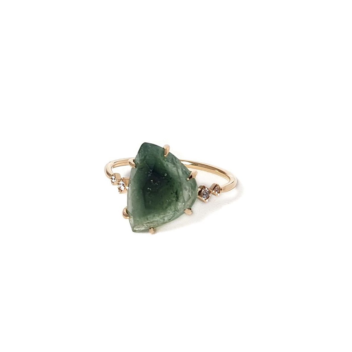 Bague Nébuleuse, or 18cts, tourmaline verte et diamants