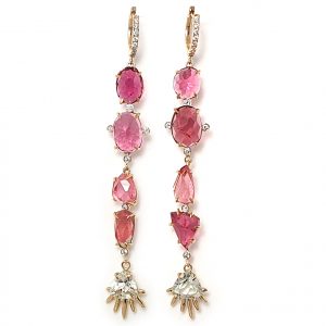 Boucles d'oreilles Dévotion tourmalines roses et diamants