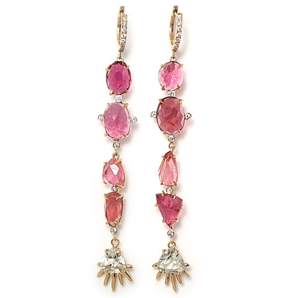 Boucles d'oreilles Dévotion tourmalines roses et diamants