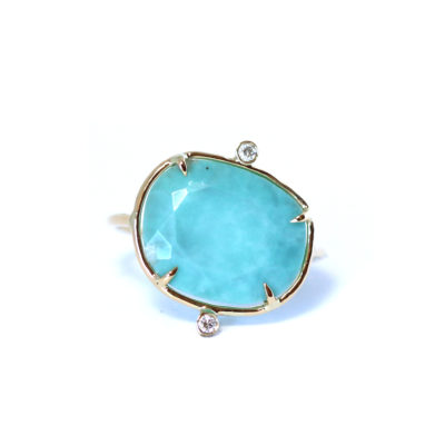 bague turquoise or et diamants