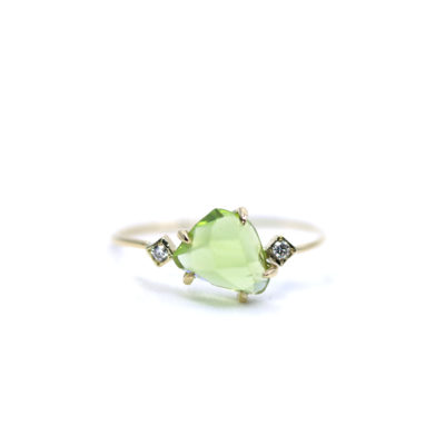 Bague péridot et diamants