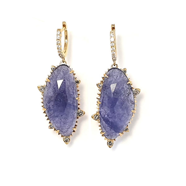 boucles d'oreilles tanzanites et diamants