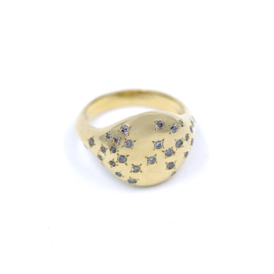 Chevalière L'Etoilée or et diamants gris